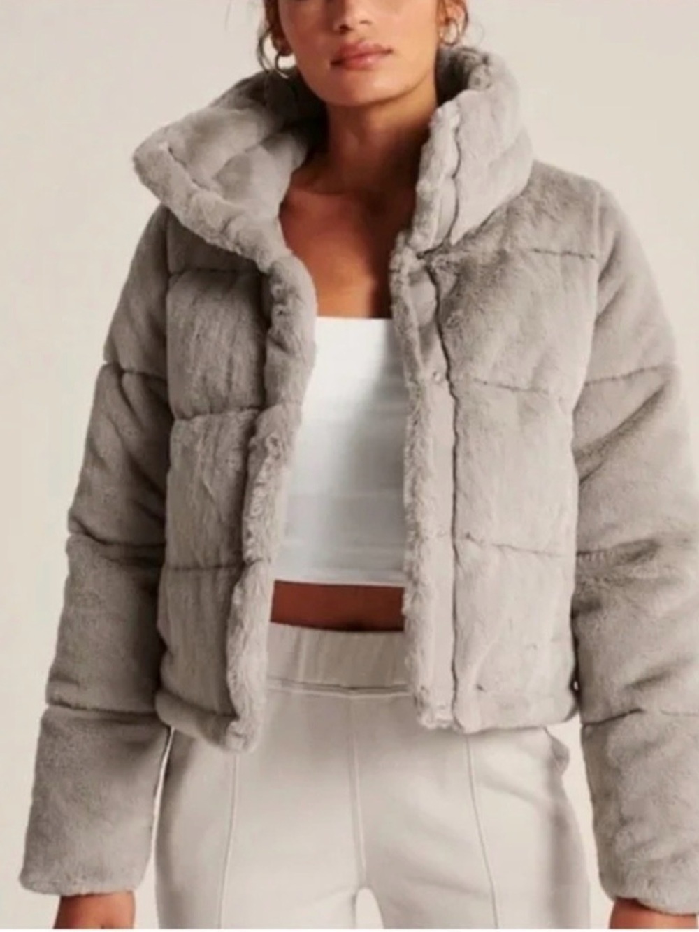 Abercrombie & Fitch Plush Teddy Jacket in Light Gray - Picture 6 of 6
